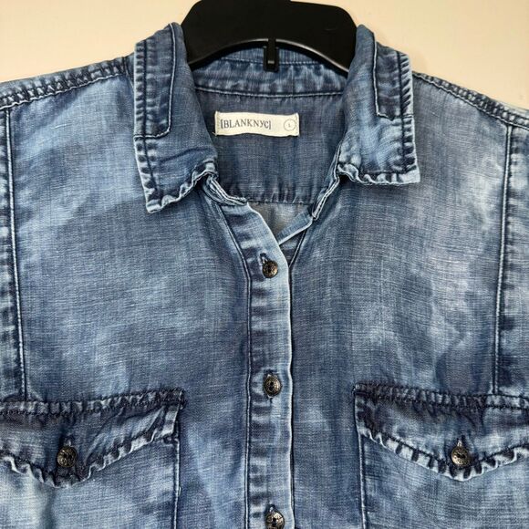 Blank NYC Blue Button Down Shirt - Picture 2 of 10